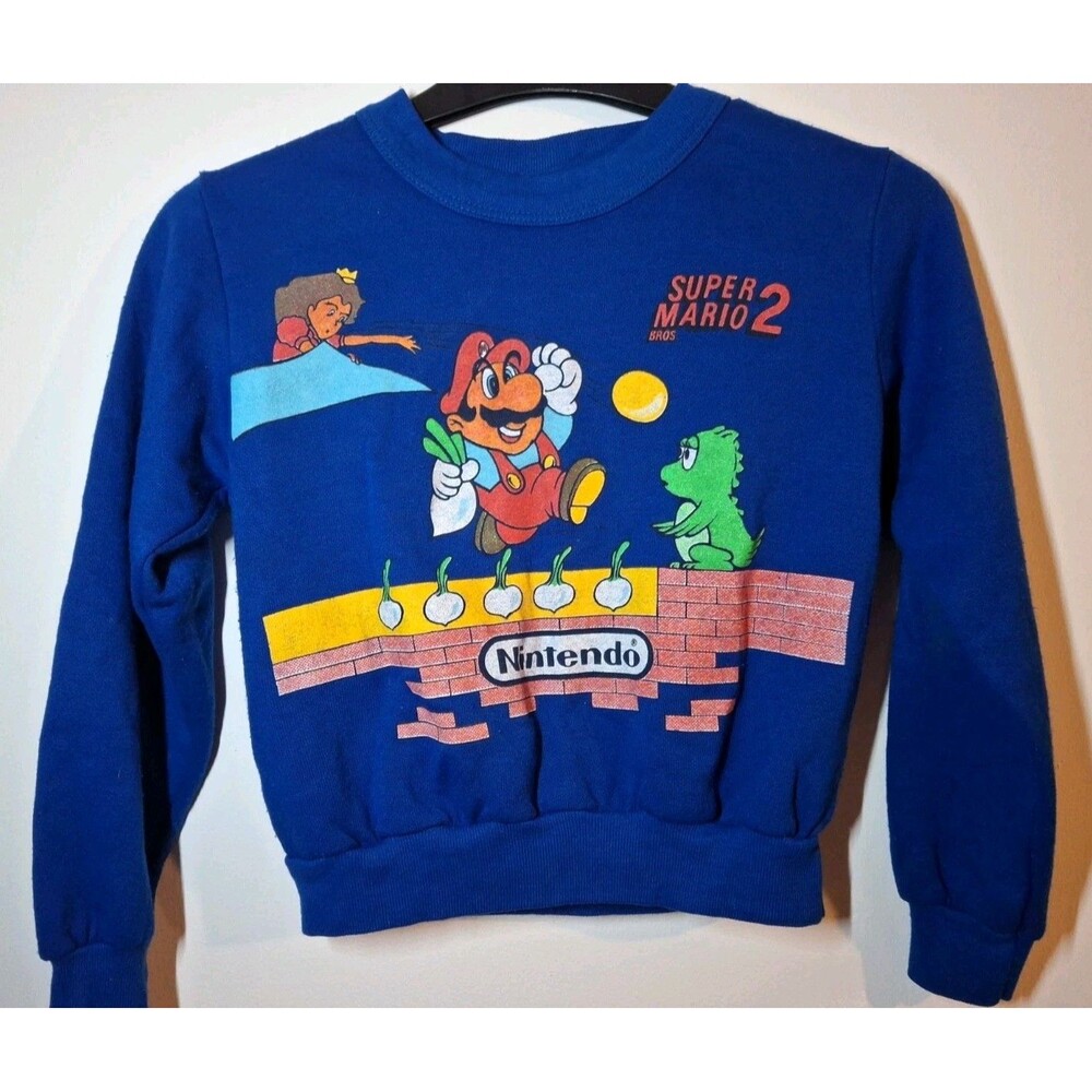 Vintage Wormser 1988 Rare Super Mario Bros 2 Blue Pajama Sleepwear (Size 6-7)